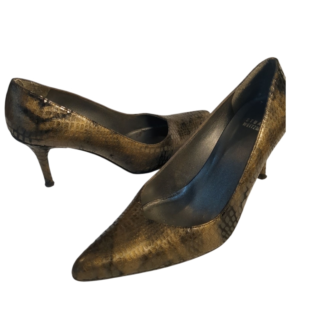 Stuart WEITZMAN Classic Reptile Leather Pumps / Heels Size 8M - Picture 5 of 8